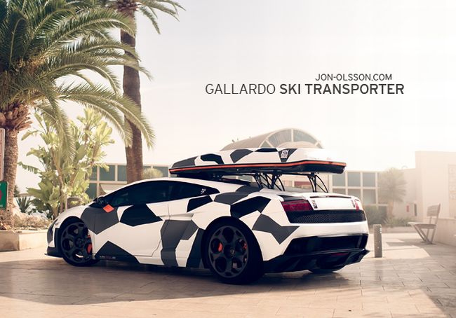 Lamborghini с багажником для лыж